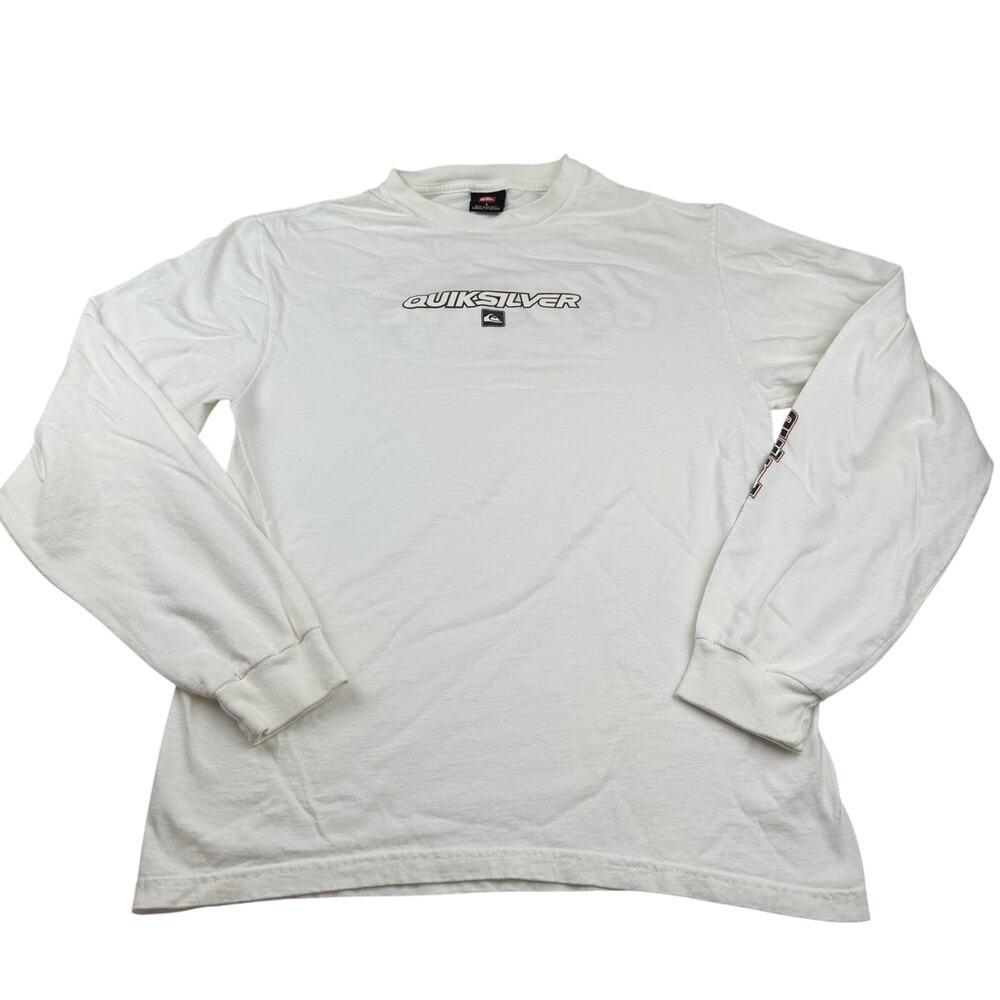 Vintage Y2K Quiksilver Long Sleeve Shirt White Size Small